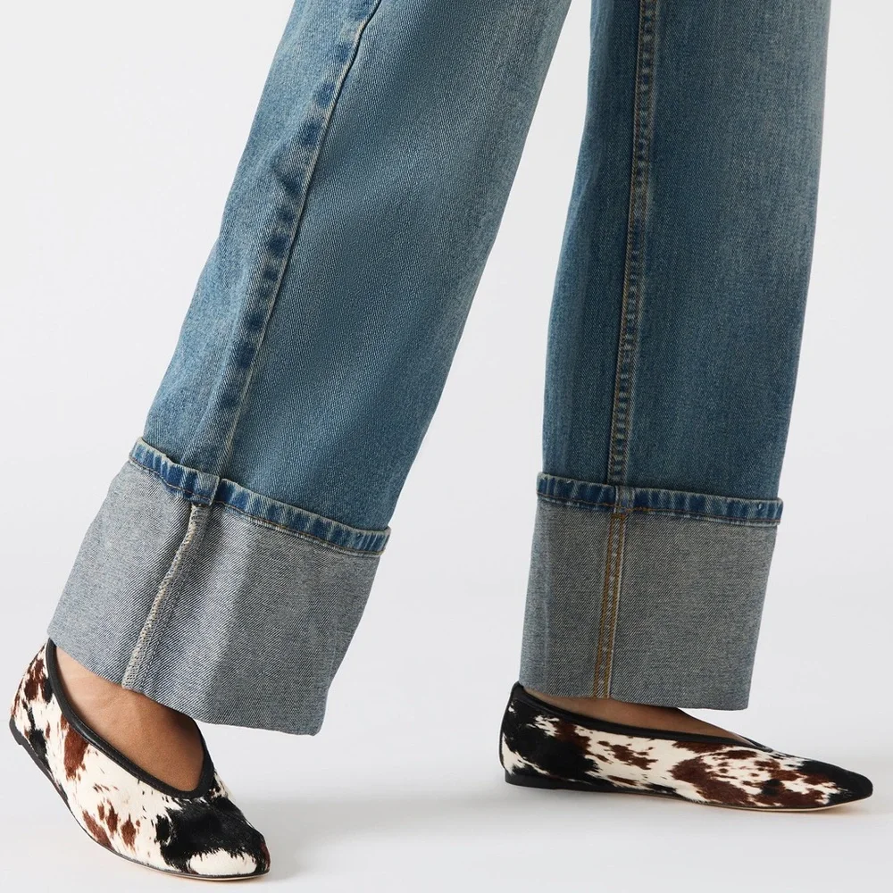 NWT NIB Steve Madden Leni Cow Print Ballet Flats size 10 - Picture 1 of 4